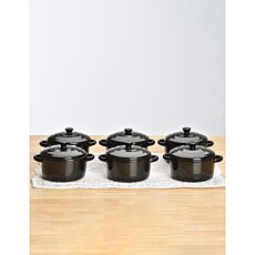 Mini-Bräter, 6er-Set, mit Deckeln, – schwarz