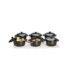 Mini-cocottes, set de 6, avec couvercles, noir