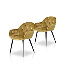 Chaises «Diego», set de 2, velours moutarde