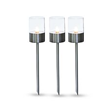 Solarlampen LED 2-in-1, 3er-Set, Edelstahl