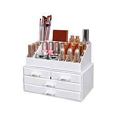 SONGMICS Boîte à cosmétiques, L 24 x H 18,5 x P 13,5 cm, blanc