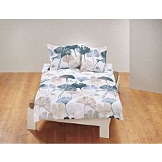 Linge de lit en mousseline motif ginkgo