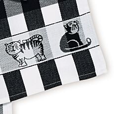 Linge de cuisine «Chats», motif à carreaux, noir et blanc