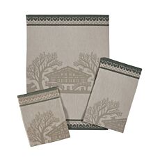 Linge de cuisine «Papier découpé», lot de 2 avec motif de chalet