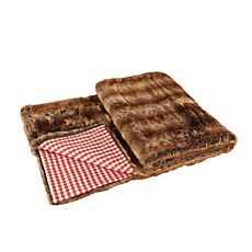 Couverture en fausse fourrure, double face, motif Vichy
