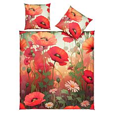 Linge de lit à motif de coquelicots