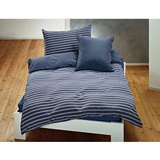 Linge de lit en jersey avec passepoil, motif rayé