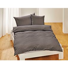 Linge de lit uni à rayures en satin bio