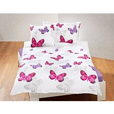 Bettwäsche Schmetterlinge, pink-lila, Satin-Seersucker – 240x240 cm