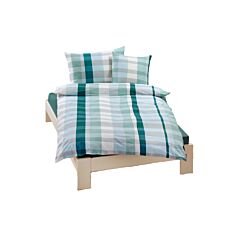 Parure de lit motif mixte carreaux-rayures