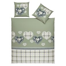 Linge de lit avec cœurs alpins et motif traditionnel