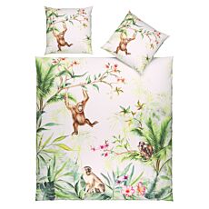 Linge de lit avec scène de forêt tropicale et singes joueurs