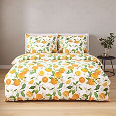 Bettwäsche mit Orangenprint auf Weiss