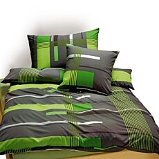 Bettwäsche mit grafischen grünen Akzenten