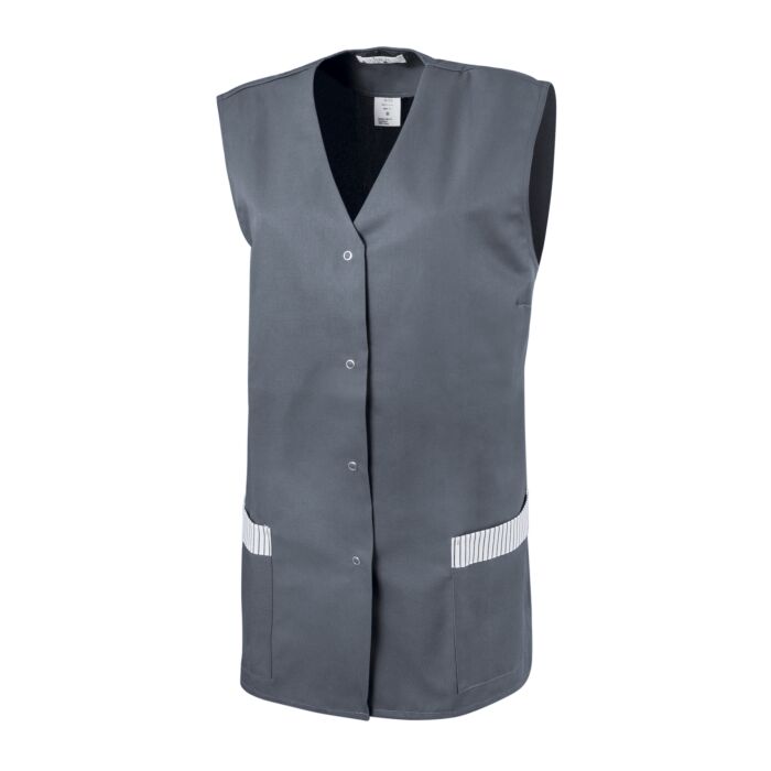 Kasack mit Druckknöpfen, ärmellos grau
