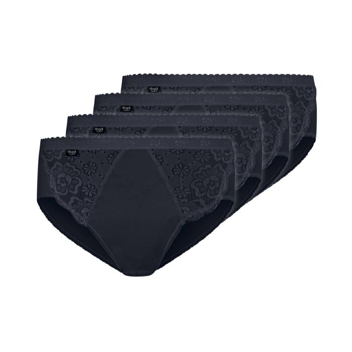 Sloggi Slip Chic Midi, lot de 4 pour 3 , noir