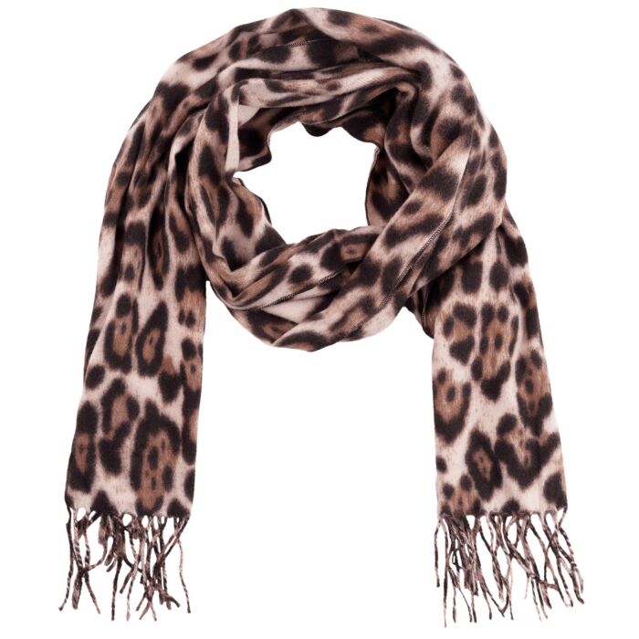 Webschal mit schönem Animal-Print und Fransen. Ca. 33x170 cm. Aus 100% Polyester. main product photo