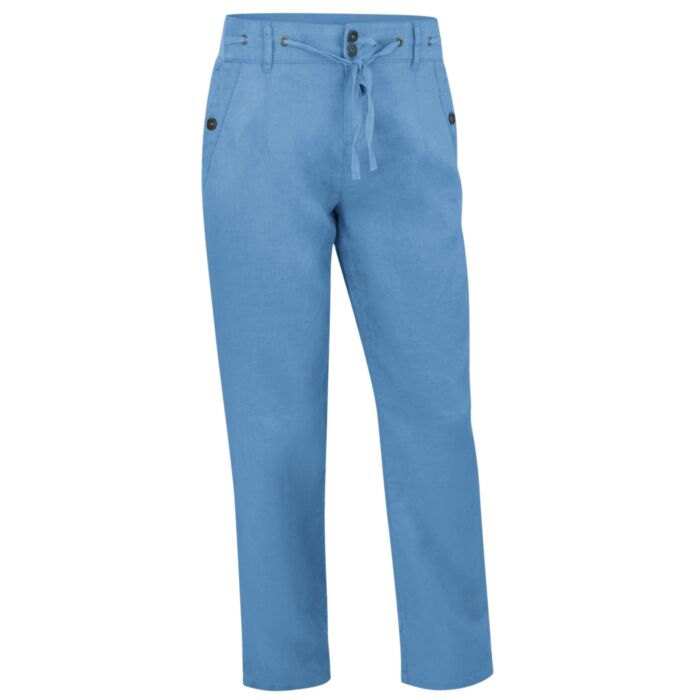 Pantalon dames en lin, avec taille élastique et cordon à nouer