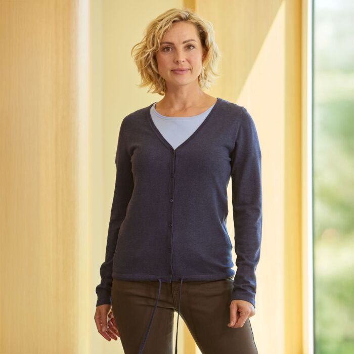 Gemusterter V-Neck Cardigan, weiche Qualität, ca. 62 cm