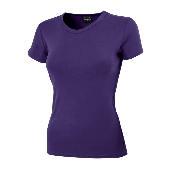 Artime T-shirt femme à col en V, design classique , violet