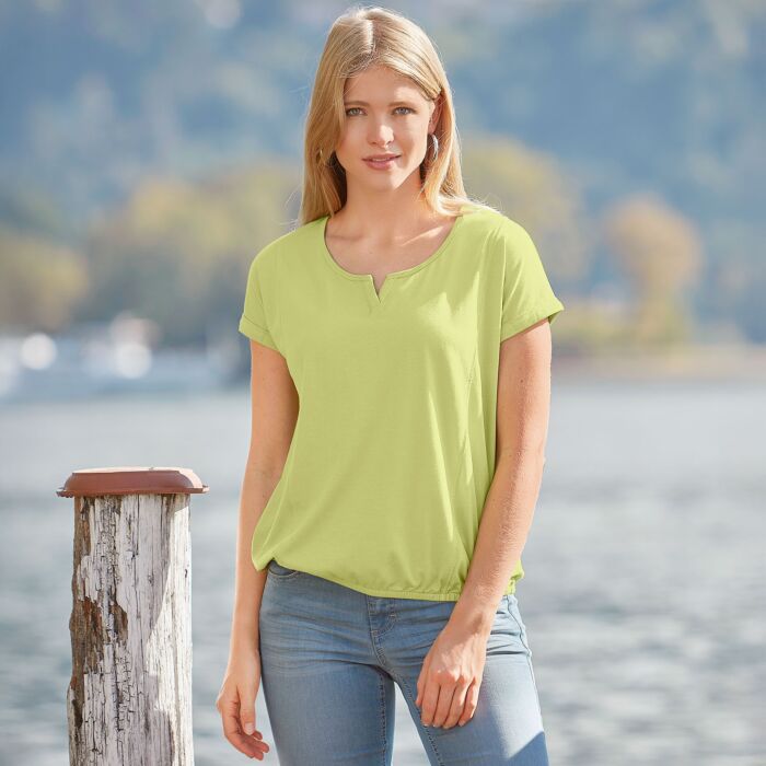 Damen T-Shirt mit elastischem Saum