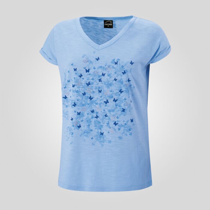 Damen V-Neck T-Shirt mit Print
