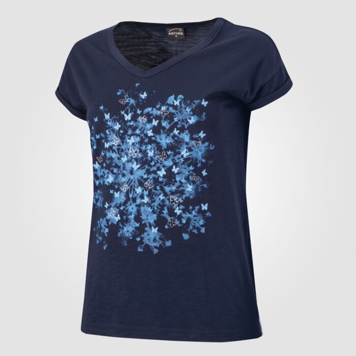 Damen V-Neck T-Shirt mit Print