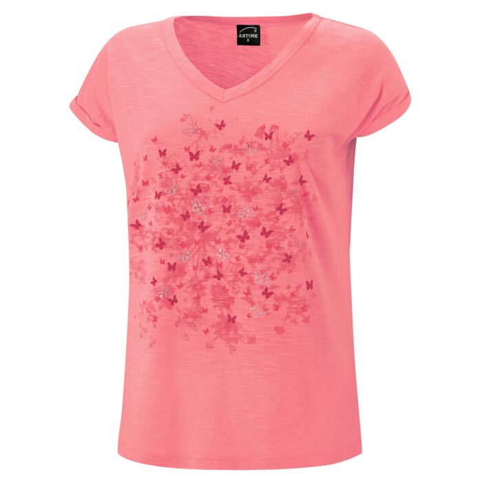 Damen V-Neck T-Shirt mit Print
