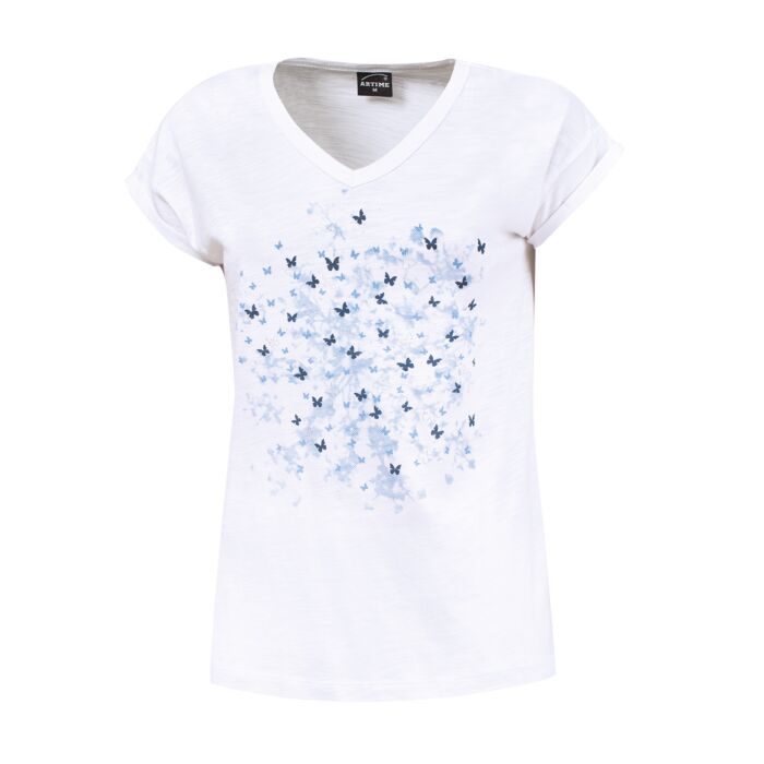 Damen V-Neck T-Shirt mit Print