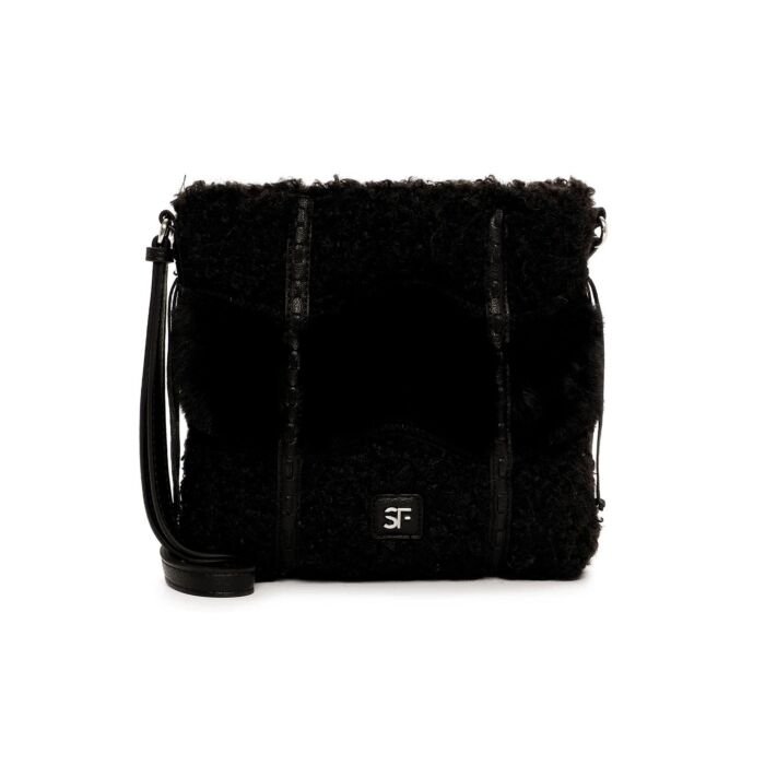 Crossover Tasche mit Schaffell-Optik