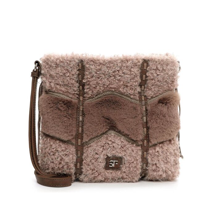 Crossover Tasche mit Schaffell-Optik