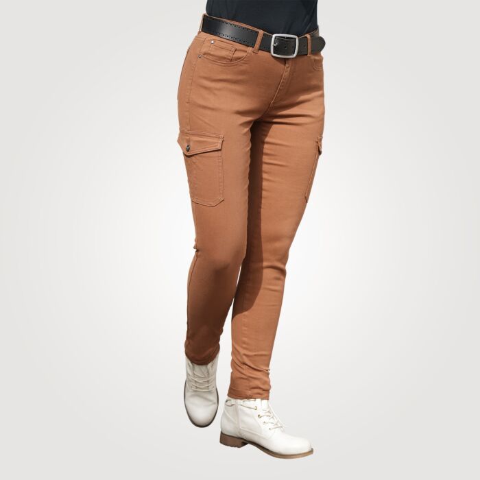 Pantalon cargo en twill pour femmes modèle «Adele», coupe étroite