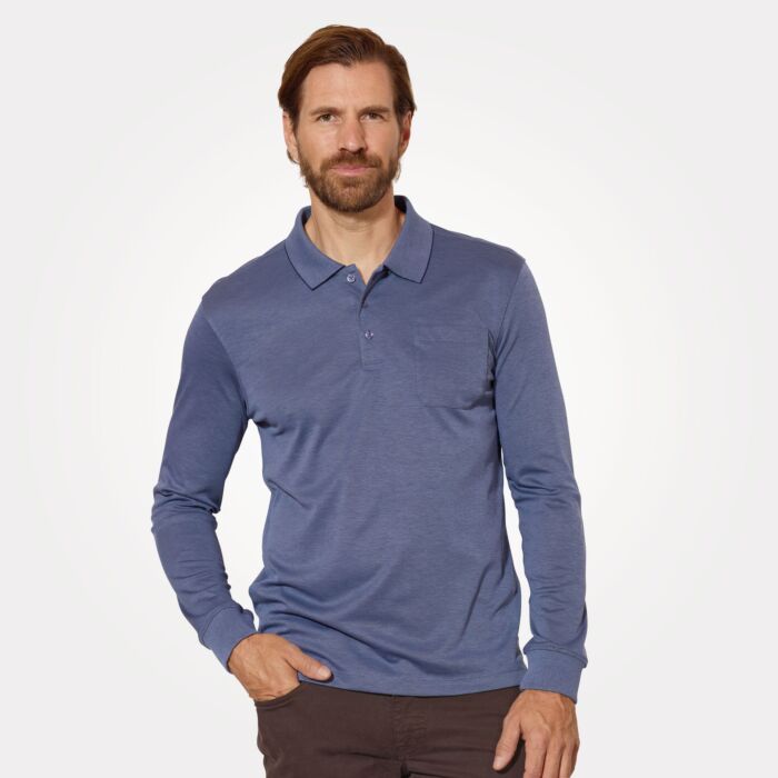Polo à manches longues pour homme, boutonné