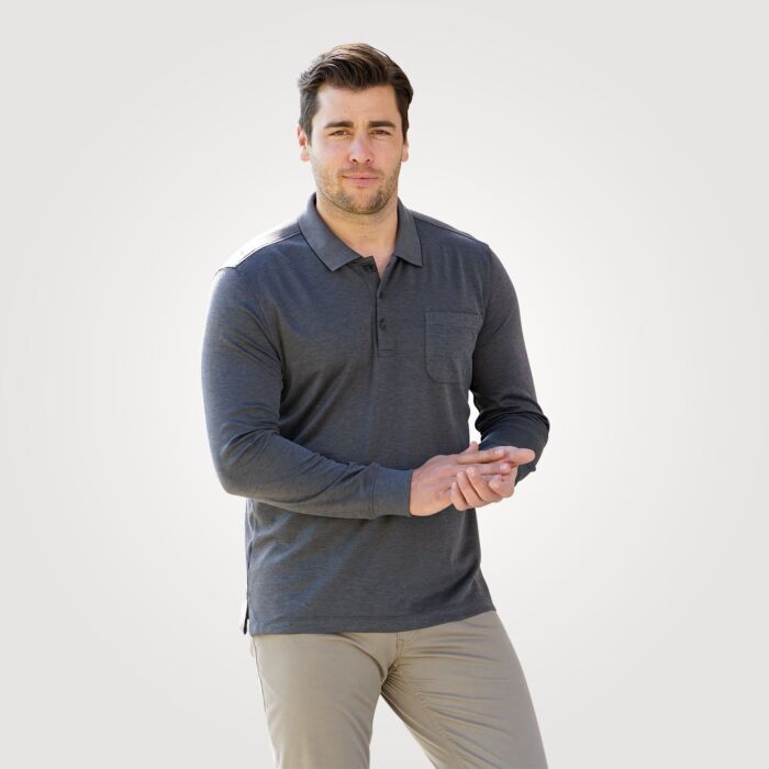 Polo à manches longues pour homme, boutonné