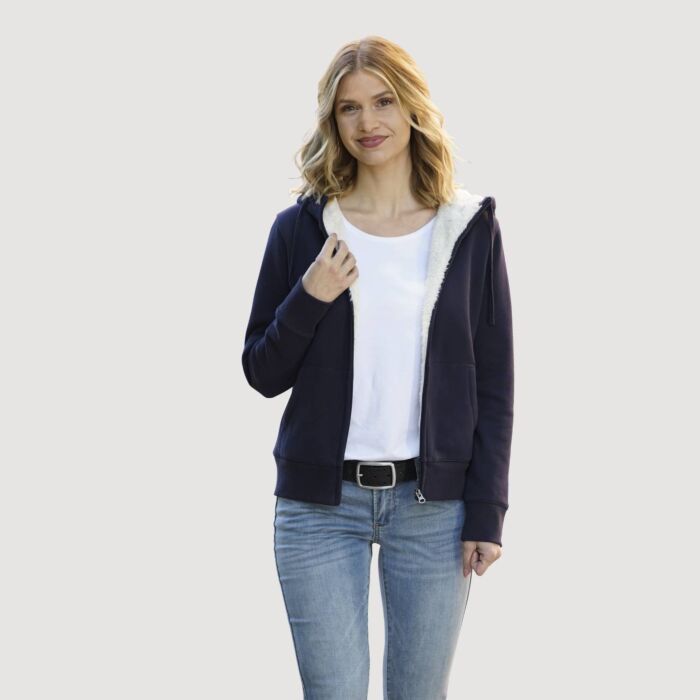 Veste sweat avec doublure en Teddy, capuchon et poches kangourou