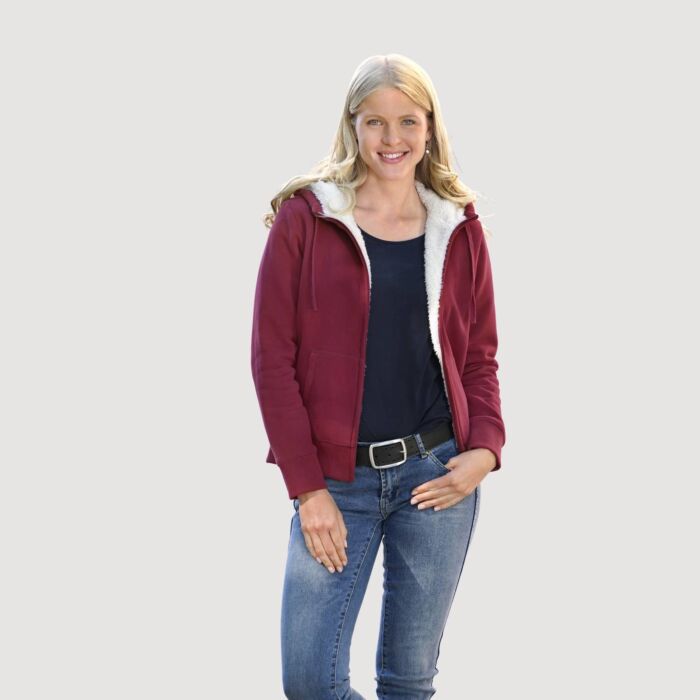 Veste sweat avec doublure en Teddy, capuchon et poches kangourou