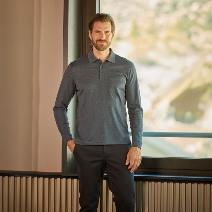 Polo à manches longues pour hommes Jacquard de Ragman