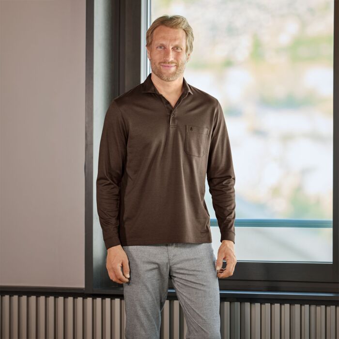 Polo à manches longues pour hommes de Ragman avec Velvet Touch