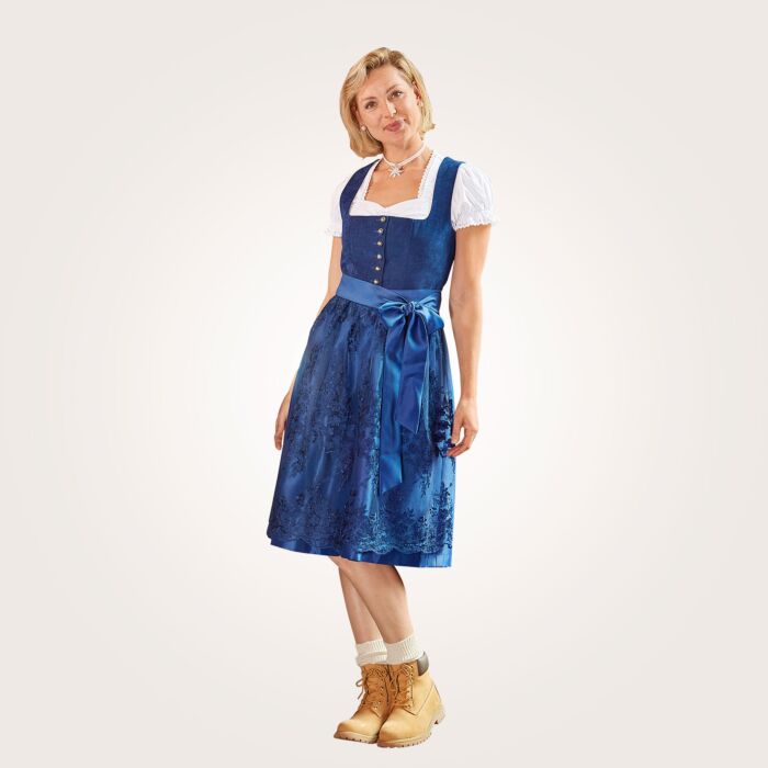 Costume tyrolien bleu foncé avec broderie florale main product photo
