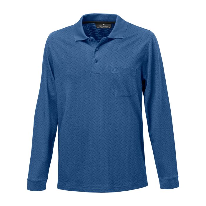 Ragman Langarm-Polohemd, mit Jacquard-Muster