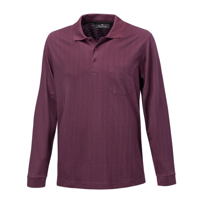 Ragman Langarm-Polohemd, mit Jacquard-Muster