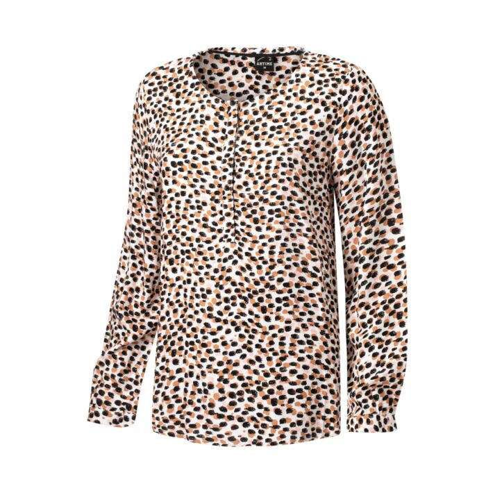 ARTIME Blouse, motif à pois, patte de boutonnage cachée main product photo