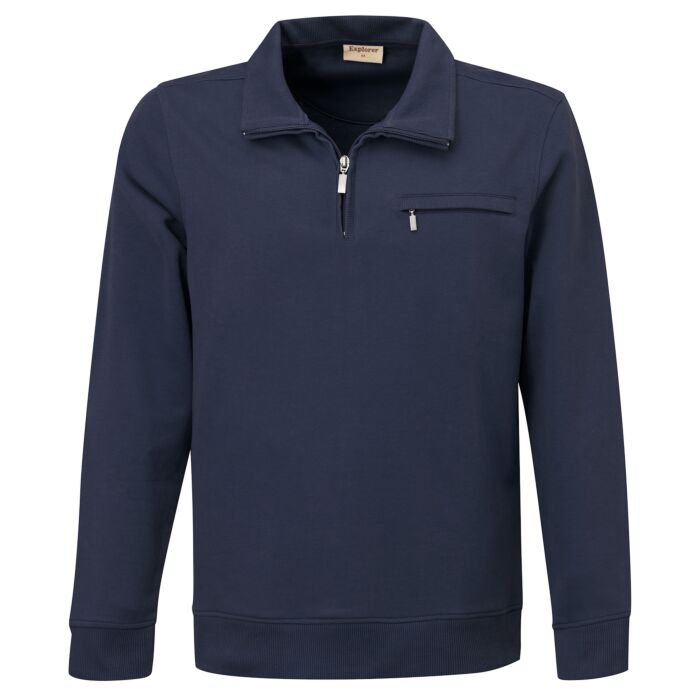 EXPLORER Langarm-Poloshirt, mit Reissverschlusstasche