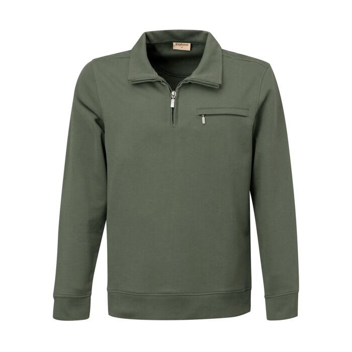 EXPLORER Langarm-Poloshirt, mit Reissverschlusstasche