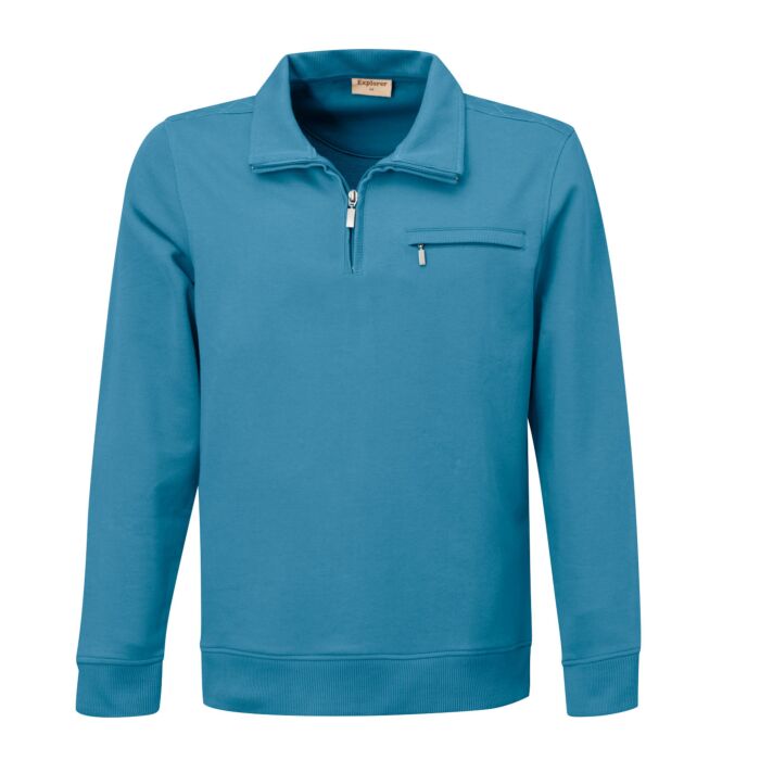 EXPLORER Langarm-Poloshirt, mit Reissverschlusstasche