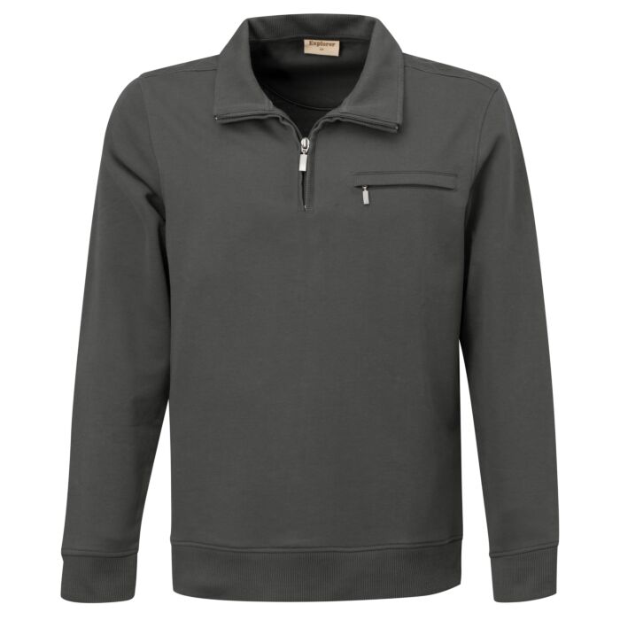 EXPLORER Langarm-Poloshirt, mit Reissverschlusstasche