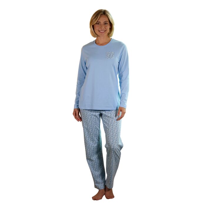 Pyjama long en coton pour dames main product photo