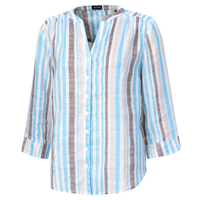 Damen Leinenbluse mit 3/4-Ärmel