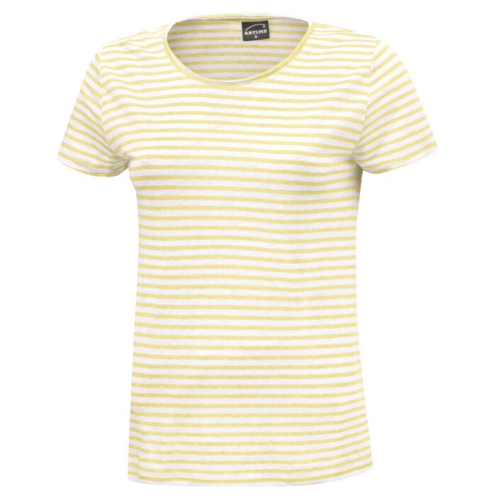 Damen Leinen T-Shirt, gestreift
