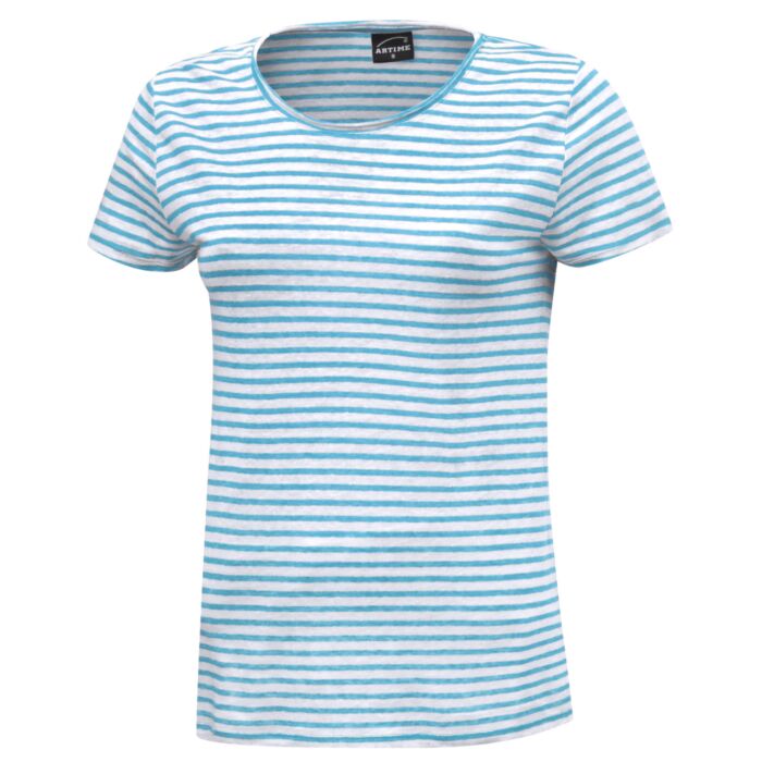 Damen Leinen T-Shirt, gestreift